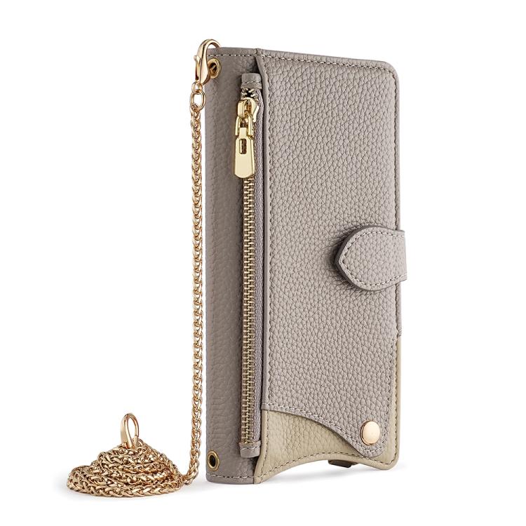 For Asus Zenfone 9 / Zenfone 10 Crossbody Chain Fishtail Litchi Leather Phone Case(Grey) - ASUS Cases by PMC TechLife | Online Shopping South Africa | PMC TechLife | Buy Now Pay Later Mobicred