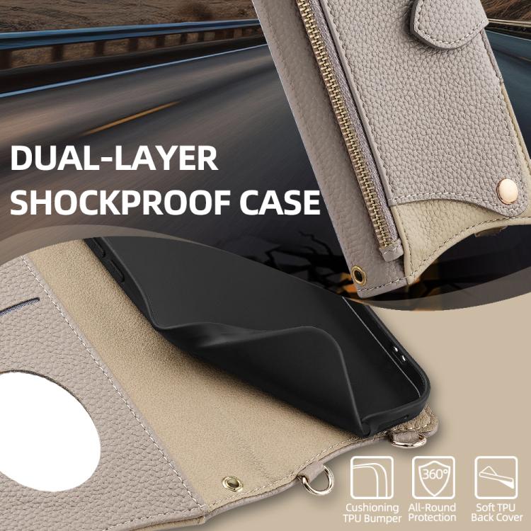 For Asus Zenfone 9 / Zenfone 10 Crossbody Chain Fishtail Litchi Leather Phone Case(Grey) - ASUS Cases by PMC TechLife | Online Shopping South Africa | PMC TechLife | Buy Now Pay Later Mobicred