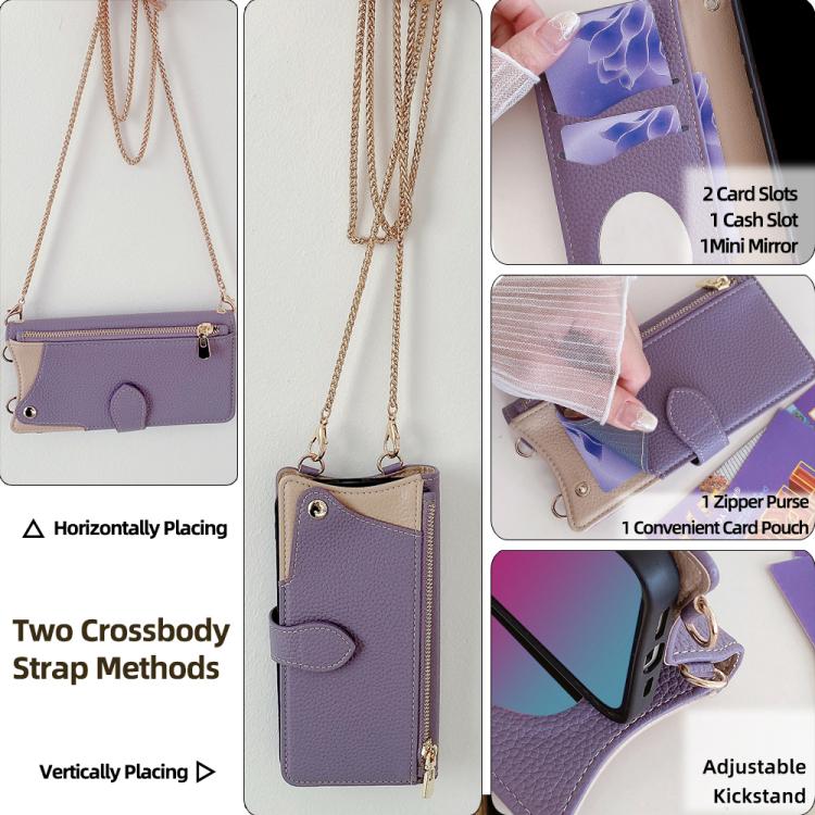 For Google Pixel 6 Pro Crossbody Chain Fishtail Litchi Leather Phone Case(Purple) - Google Cases by PMC TechLife | Online Shopping South Africa | PMC TechLife | Buy Now Pay Later Mobicred