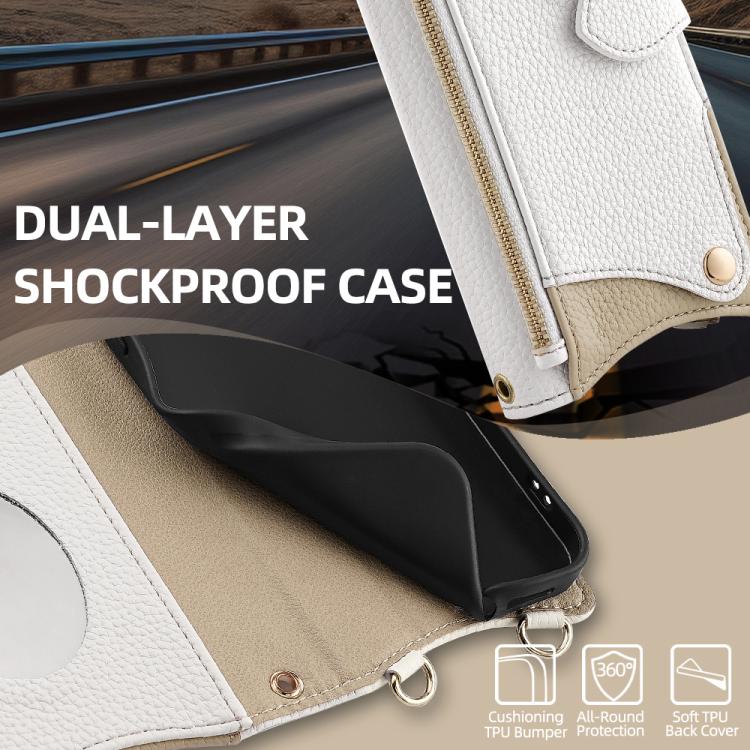 For Google Pixel 8 Crossbody Chain Fishtail Litchi Leather Phone Case(White) - Google Cases by PMC TechLife | Online Shopping South Africa | PMC TechLife | Buy Now Pay Later Mobicred