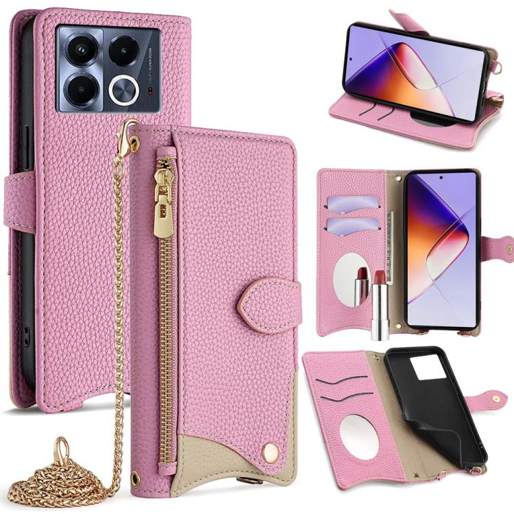 For Infinix Note 40 5G Crossbody Chain Fishtail Litchi Leather Phone Case(Pink) - Infinix Cases by PMC TechLife | Online Shopping South Africa | PMC TechLife | Buy Now Pay Later Mobicred