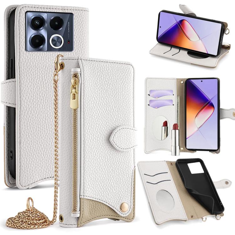 For Infinix Note 40 5G Crossbody Chain Fishtail Litchi Leather Phone Case(White) - Infinix Cases by PMC TechLife | Online Shopping South Africa | PMC TechLife | Buy Now Pay Later Mobicred
