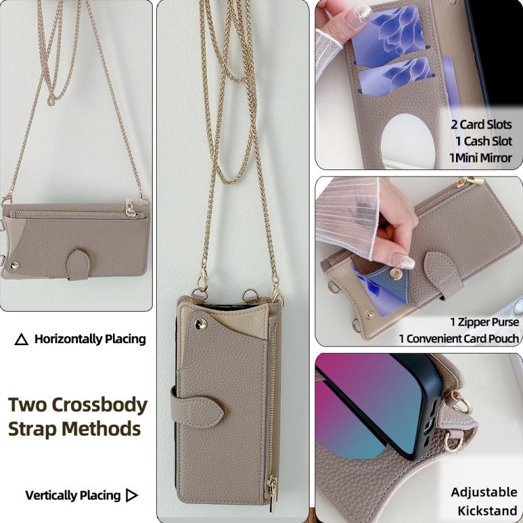 For Motorola Edge+ 2022 / Edge 30 Pro Crossbody Chain Fishtail Litchi Leather Phone Case(Grey) - Motorola Cases by PMC TechLife | Online Shopping South Africa | PMC TechLife | Buy Now Pay Later Mobicred