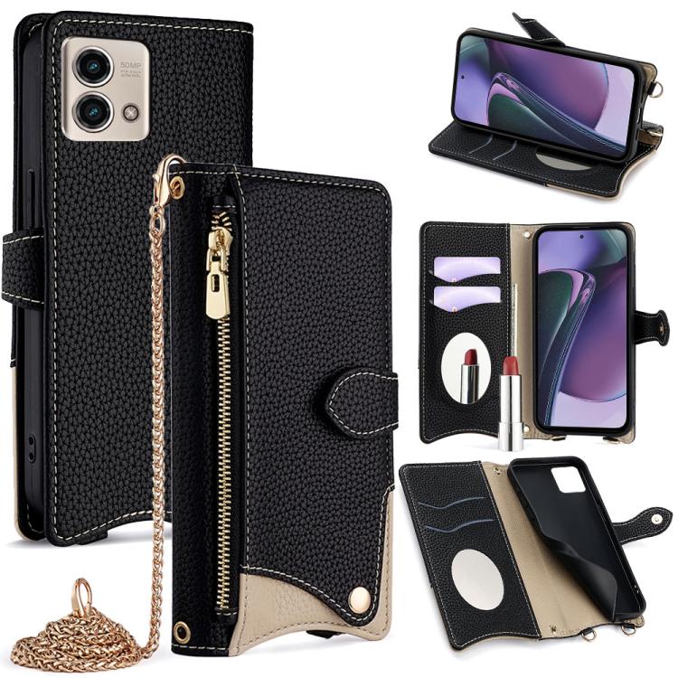 For Motorola Moto G Stylus 5G 2023 Crossbody Chain Fishtail Litchi Leather Phone Case(Black) - Motorola Cases by PMC TechLife | Online Shopping South Africa | PMC TechLife | Buy Now Pay Later Mobicred