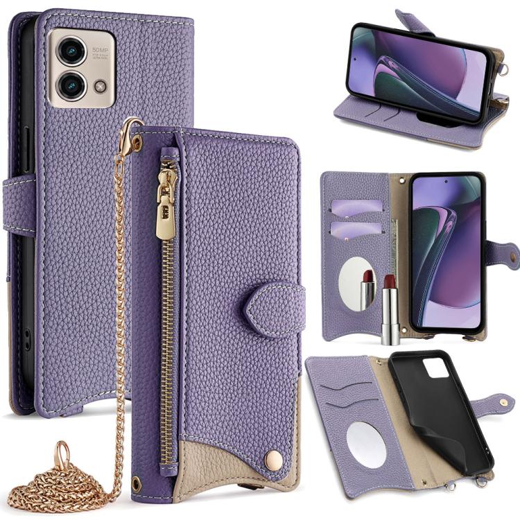 For Motorola Moto G Stylus 5G 2023 Crossbody Chain Fishtail Litchi Leather Phone Case(Purple) - Motorola Cases by PMC TechLife | Online Shopping South Africa | PMC TechLife | Buy Now Pay Later Mobicred