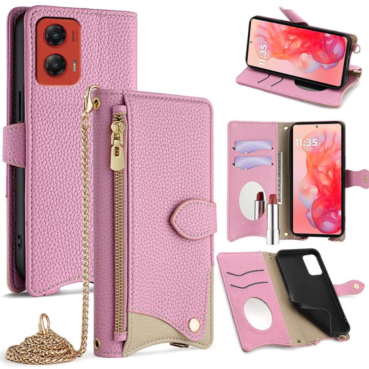 For Motorola Moto G Stylus 5G 2024 Crossbody Chain Fishtail Litchi Leather Phone Case(Pink) - Motorola Cases by PMC TechLife | Online Shopping South Africa | PMC TechLife | Buy Now Pay Later Mobicred