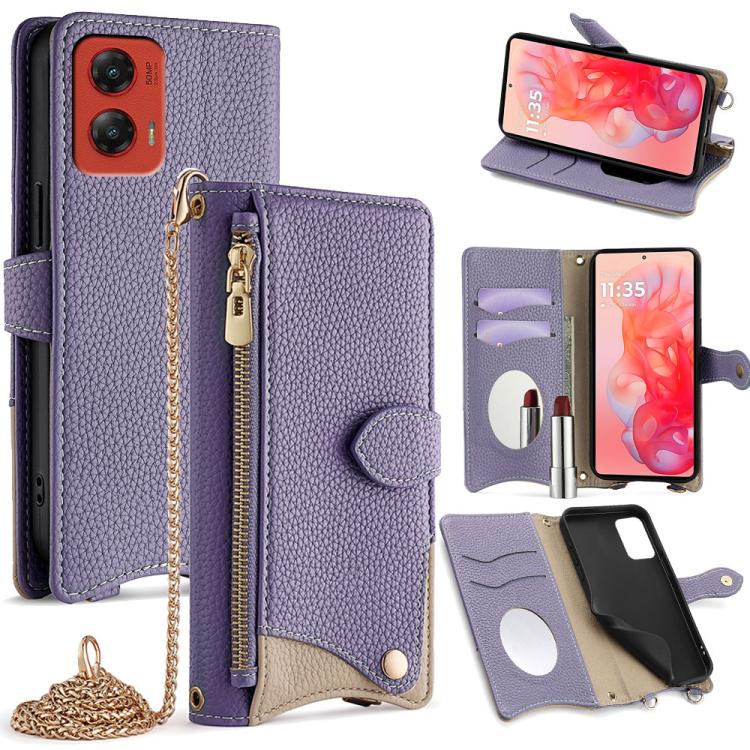 For Motorola Moto G Stylus 5G 2024 Crossbody Chain Fishtail Litchi Leather Phone Case(Purple) - Motorola Cases by PMC TechLife | Online Shopping South Africa | PMC TechLife | Buy Now Pay Later Mobicred