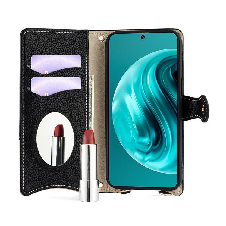 For Huawei nova 12i / Enjoy 70 Pro Crossbody Chain Fishtail Litchi Leather Phone Case(Black) - Huawei Cases by PMC TechLife | Online Shopping South Africa | PMC TechLife | Buy Now Pay Later Mobicred