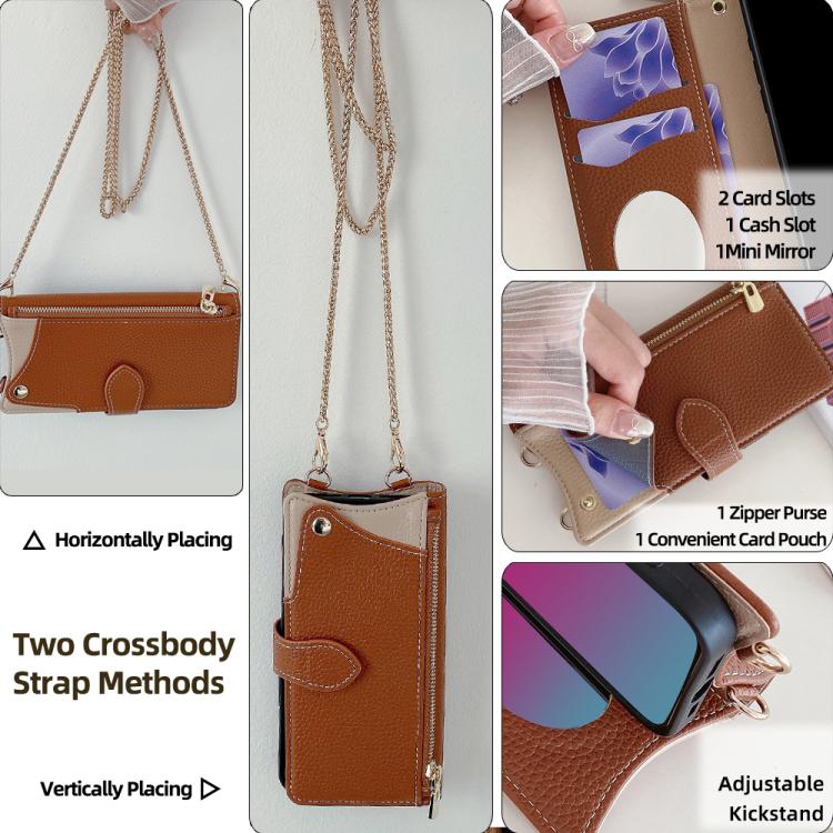 For Huawei nova 12i / Enjoy 70 Pro Crossbody Chain Fishtail Litchi Leather Phone Case(Brown) - Huawei Cases by PMC TechLife | Online Shopping South Africa | PMC TechLife | Buy Now Pay Later Mobicred