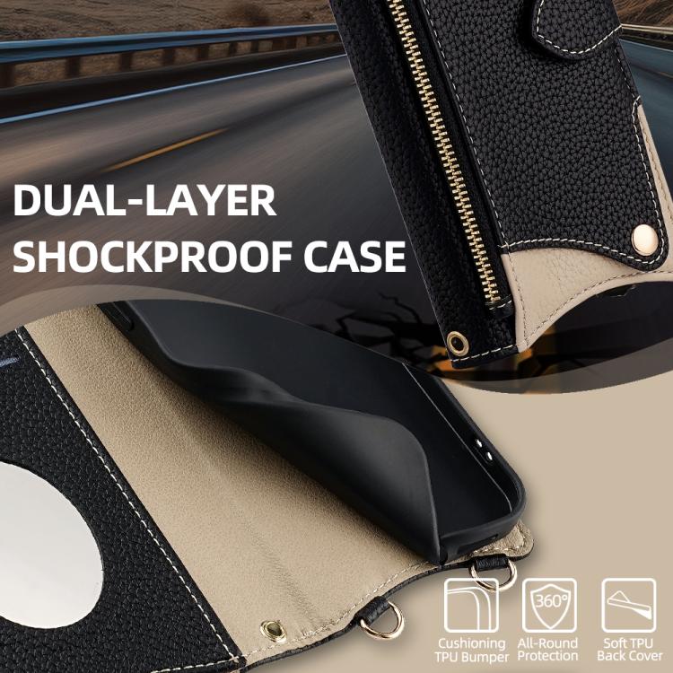 For Huawei Pura 70 Crossbody Chain Fishtail Litchi Leather Phone Case(Black) - Huawei Cases by PMC TechLife | Online Shopping South Africa | PMC TechLife | Buy Now Pay Later Mobicred