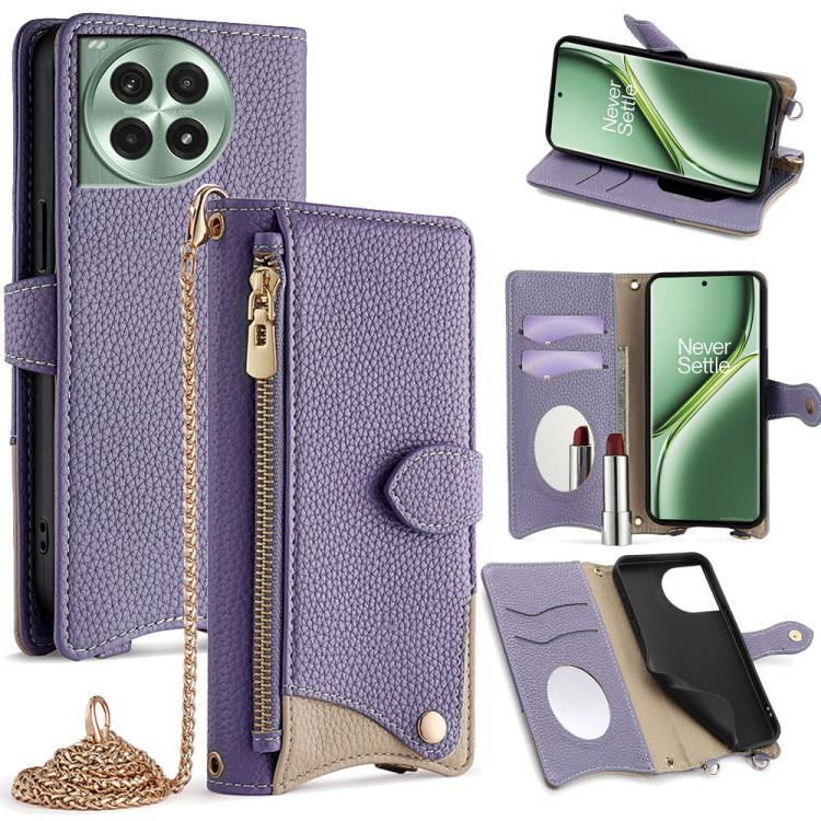 For OnePlus Ace 3 Pro Crossbody Chain Fishtail Litchi Leather Phone Case(Purple) - OnePlus Cases by PMC TechLife | Online Shopping South Africa | PMC TechLife | Buy Now Pay Later Mobicred