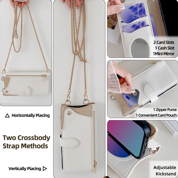 For OnePlus Ace 3 Pro Crossbody Chain Fishtail Litchi Leather Phone Case(White) - OnePlus Cases by PMC TechLife | Online Shopping South Africa | PMC TechLife | Buy Now Pay Later Mobicred