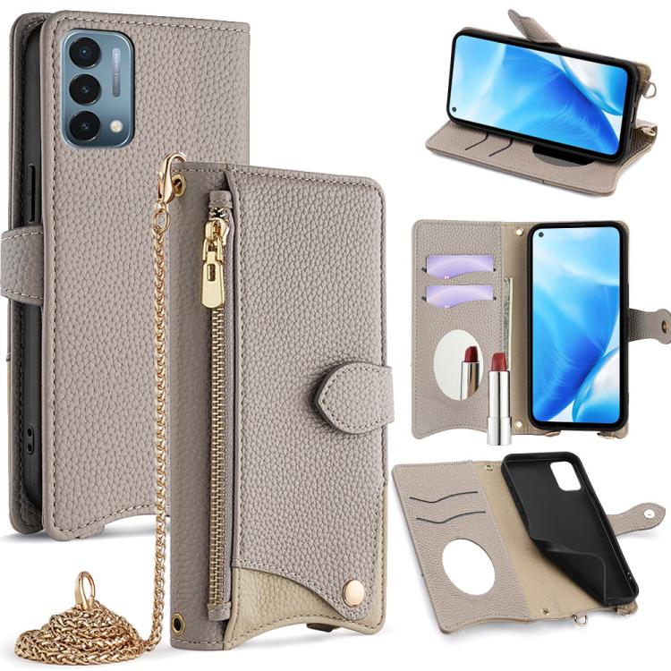 For OnePlus Nord N200 5G Crossbody Chain Fishtail Litchi Leather Phone Case(Grey) - free shipping - PMC TechLife - Order now!