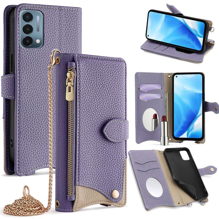 For OnePlus Nord N200 5G Crossbody Chain Fishtail Litchi Leather Phone Case(Purple) - OnePlus Cases by PMC TechLife | Online Shopping South Africa | PMC TechLife | Buy Now Pay Later Mobicred