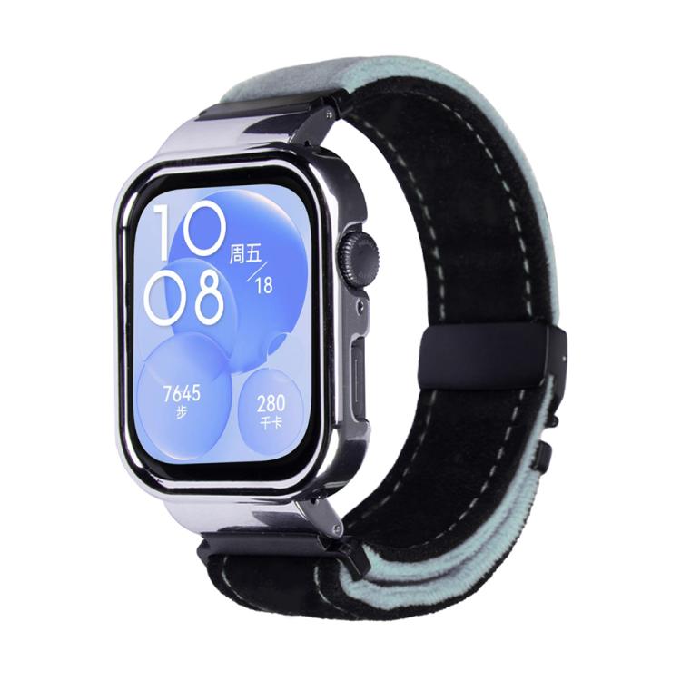For Huawei Watch Fit3 Brushed Metal Silver Frame Watch Band(Black Blue Grey) - free shipping - PMC TechLife - Order now!