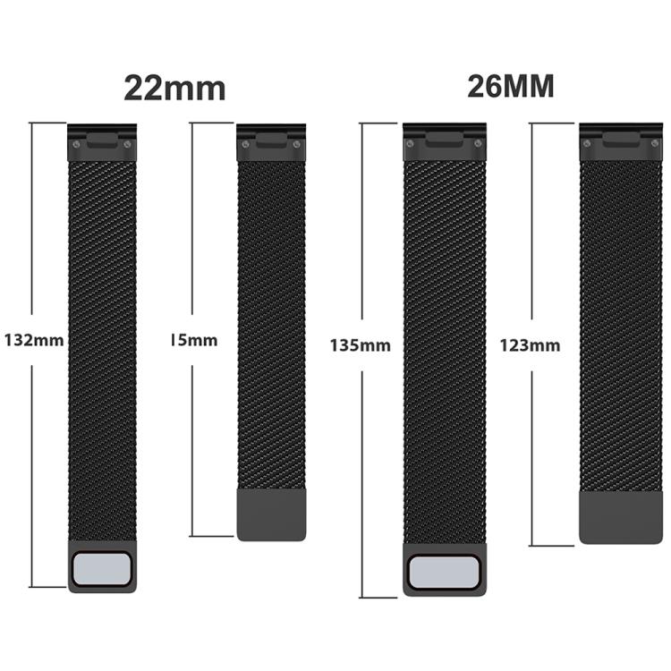 For Garmin Watch 26mm Milanese Dual Section Magnetic Metal Watch Band(Silver) - free shipping - PMC TechLife - Order now!