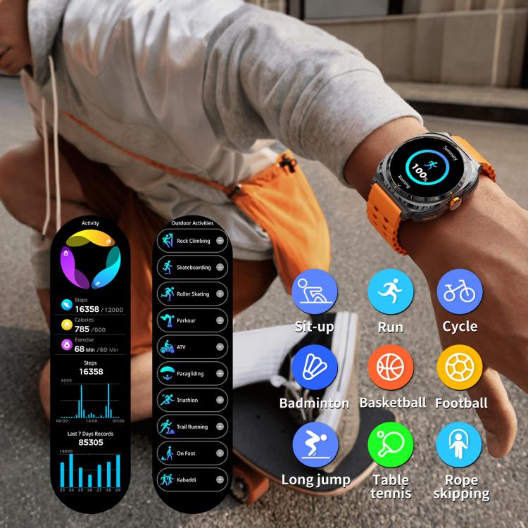 GT98 1.53 inch 2 in 1 Bluetooth Headphone IP67 Waterproof Smart Watch Supports Blood Oxygen Monitoring(Black Orange) - free shipping - PMC TechLife - Order now!