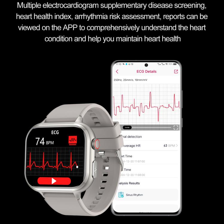 TK17 1.91 inch Horizontal Screen Silicone Strap Smart Watch Supports ECG Electrocardiogram(Black) - free shipping - PMC TechLife - Order now!