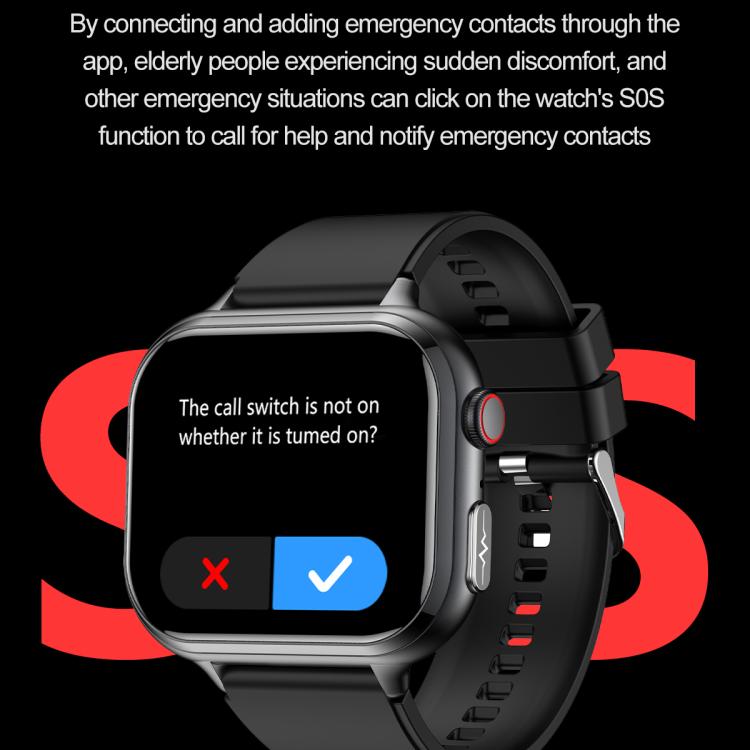 TK17 1.91 inch Horizontal Screen Silicone Strap Smart Watch Supports ECG Electrocardiogram(Black) - free shipping - PMC TechLife - Order now!