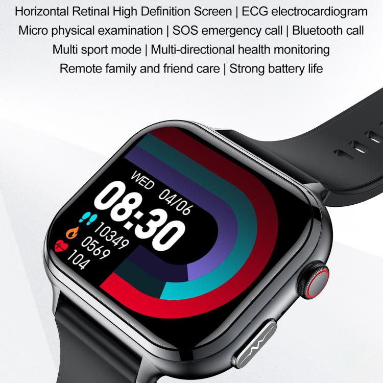 TK17 1.91 inch Horizontal Screen Leather Strap Smart Watch Supports ECG Electrocardiogram(Black) - free shipping - PMC TechLife - Order now!