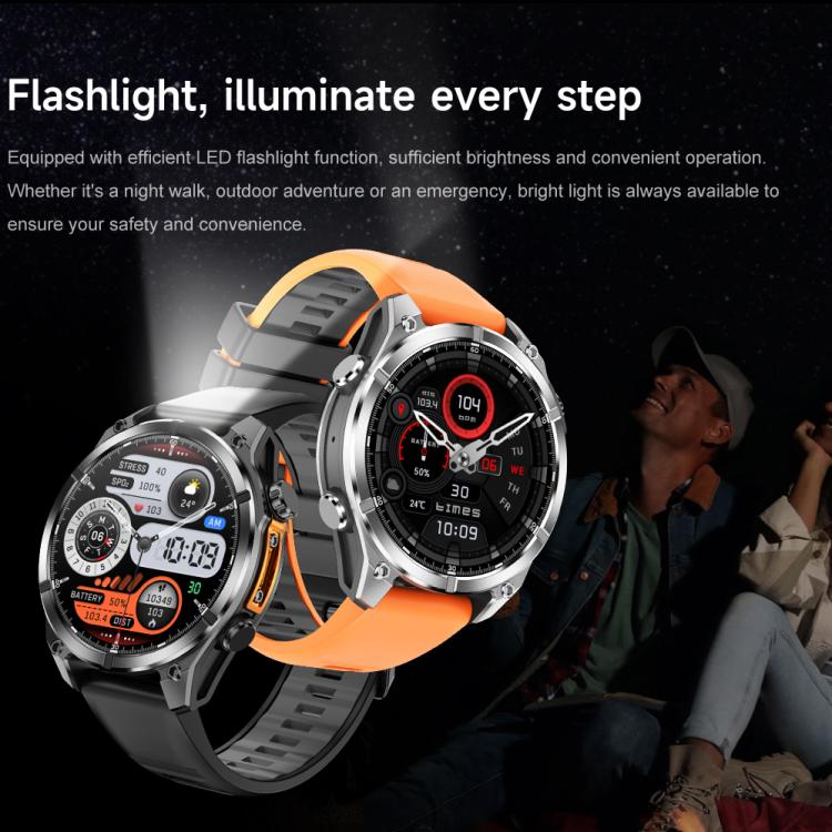 HD300 1.43 inch AMOLED Screen Dual Straps Sports Smart Watch Supports Blood Oxygen Detection(Orange Silicone Strap + Silver Steel Strap) - free shipping - PMC TechLife - Order now!