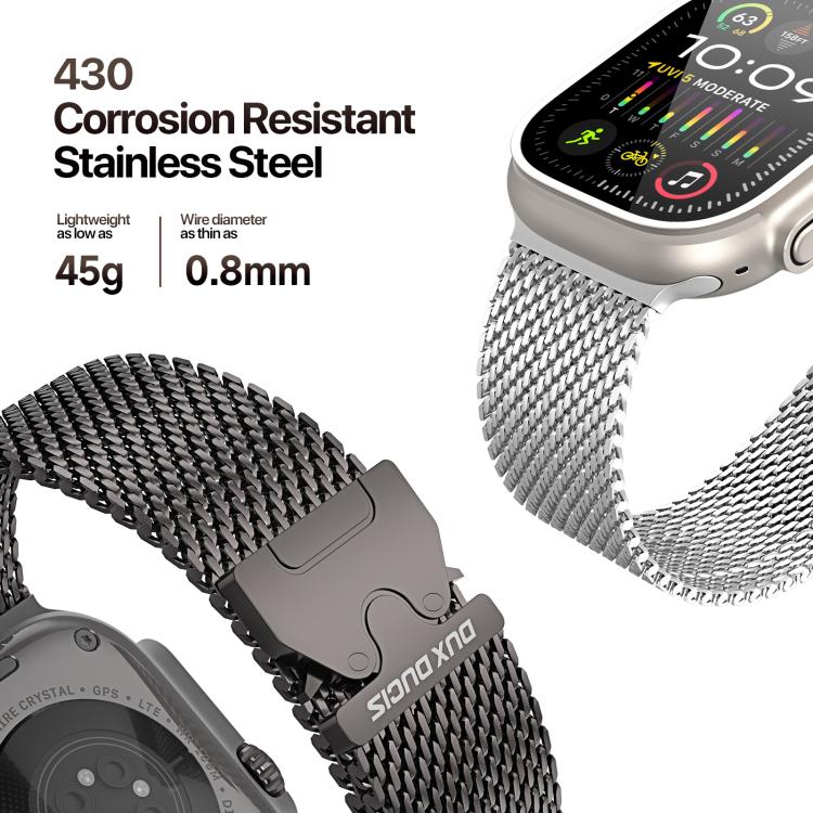 For Apple Watch 46mm / 49mm / 45mm / 44mm DUX DUCIS Milanese Air Series Stainless Steel Magnetic Watch Strap(Gun Grey) - free shipping - PMC TechLife - Order now!