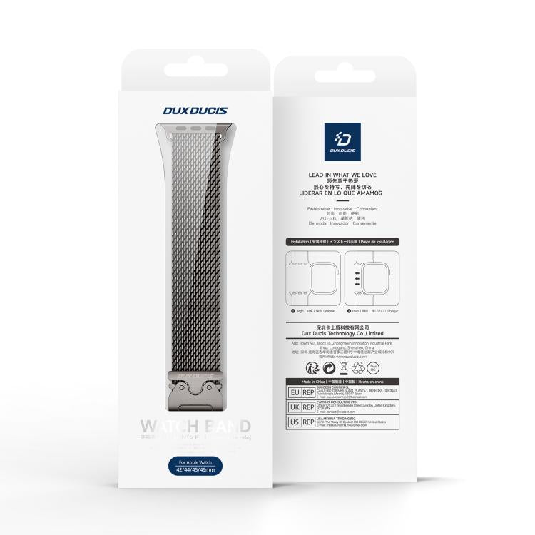 For Apple Watch 46mm / 49mm / 45mm / 44mm DUX DUCIS Milanese Air Series Stainless Steel Magnetic Watch Strap(Gun Grey) - free shipping - PMC TechLife - Order now!