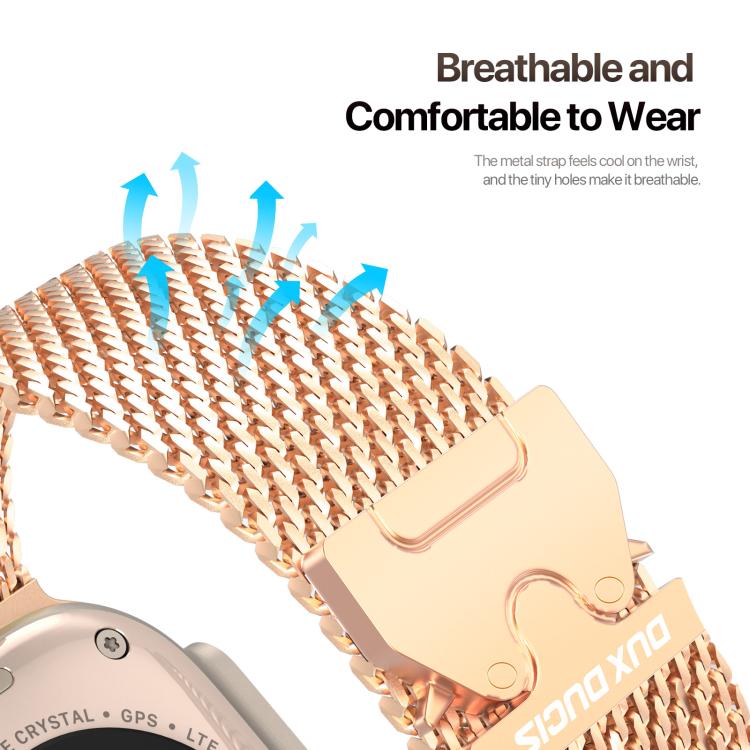 For Apple Watch 46mm / 49mm / 45mm / 44mm DUX DUCIS Milanese Air Series Stainless Steel Magnetic Watch Strap(Rose Gold) - free shipping - PMC TechLife - Order now!