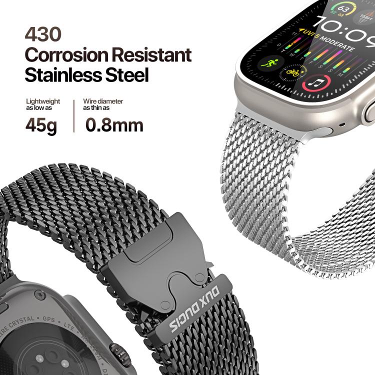 For Apple Watch 46mm / 49mm / 45mm / 44mm DUX DUCIS Milanese Air Series Stainless Steel Magnetic Watch Strap(Silver) - free shipping - PMC TechLife - Order now!