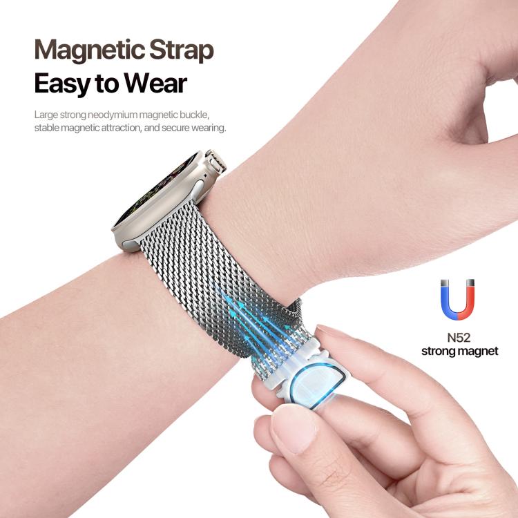 For Apple Watch 46mm / 49mm / 45mm / 44mm DUX DUCIS Milanese Air Series Stainless Steel Magnetic Watch Strap(Silver) - free shipping - PMC TechLife - Order now!