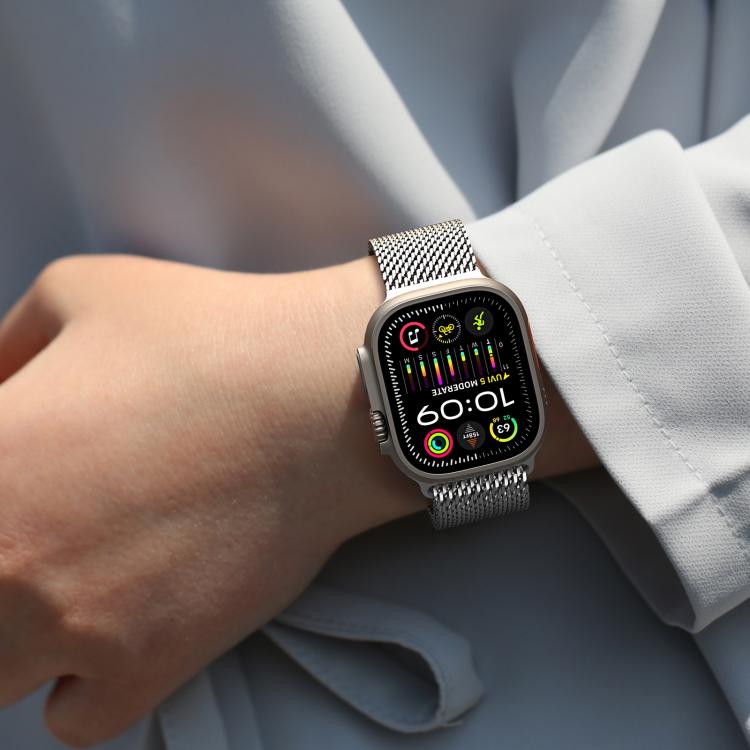 For Apple Watch 46mm / 49mm / 45mm / 44mm DUX DUCIS Milanese Air Series Stainless Steel Magnetic Watch Strap(Silver) - free shipping - PMC TechLife - Order now!