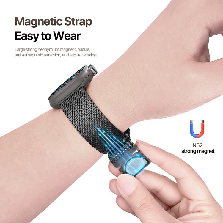 For Apple Watch 42mm / 41mm / 40mm / 38mm DUX DUCIS Milanese Air Series Stainless Steel Magnetic Watch Strap(Black) - free shipping - PMC TechLife - Order now!