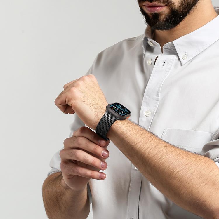 For Apple Watch 42mm / 41mm / 40mm / 38mm DUX DUCIS Milanese Air Series Stainless Steel Magnetic Watch Strap(Black) - free shipping - PMC TechLife - Order now!