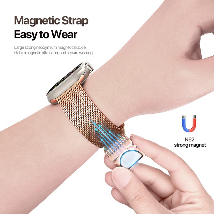 For Apple Watch 42mm / 41mm / 40mm / 38mm DUX DUCIS Milanese Air Series Stainless Steel Magnetic Watch Strap(Rose Gold) - free shipping - PMC TechLife - Order now!