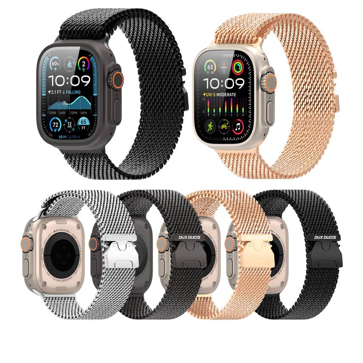 For Apple Watch 46mm / 49mm / 45mm / 44mm DUX DUCIS Milanese Air Series Stainless Steel Magnetic Watch Strap(Black) - free shipping - PMC TechLife - Order now!