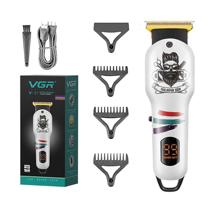 VGR V-971 Graffiti Design LED Digital Display USB Electric Hair Clipper(White) - free shipping - PMC TechLife - Order now!