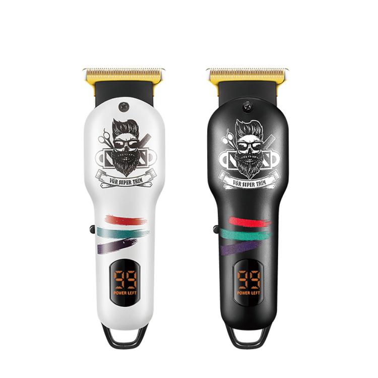 VGR V-971 Graffiti Design LED Digital Display USB Electric Hair Clipper(White) - free shipping - PMC TechLife - Order now!