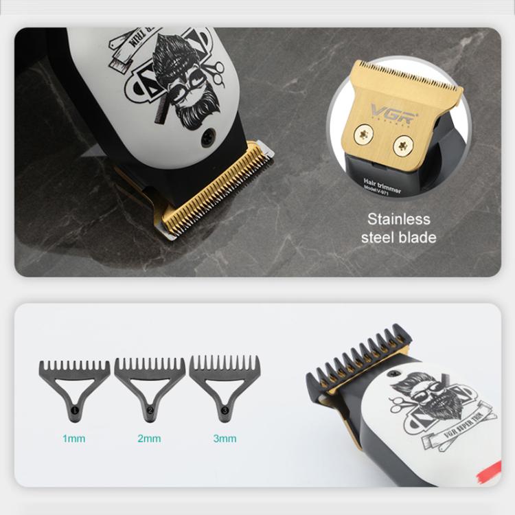 VGR V-971 Graffiti Design LED Digital Display USB Electric Hair Clipper(White) - free shipping - PMC TechLife - Order now!