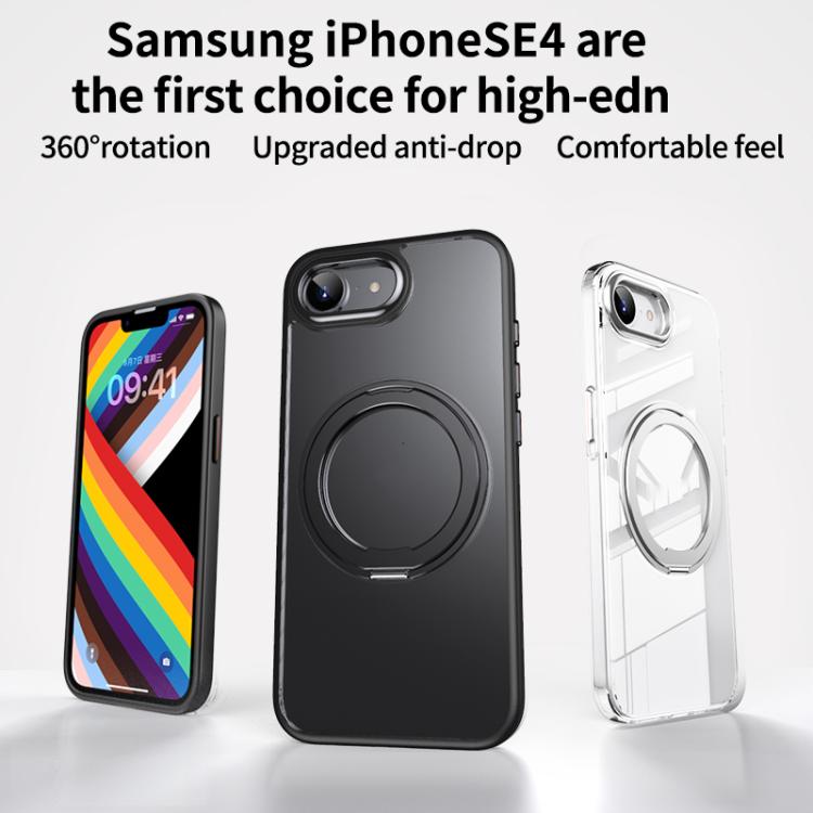 For iPhone 16e Frosted 360 Degree MagSafe Magnetic Holder Phone Case(Black) - iPhone 16e Cases by PMC TechLife | Online Shopping South Africa | PMC TechLife | Buy Now Pay Later Mobicred