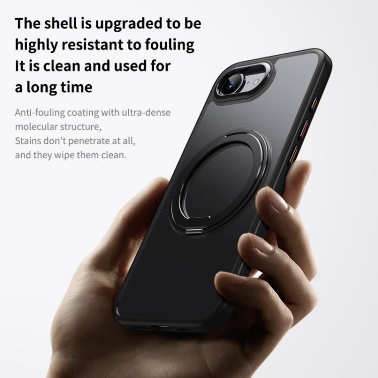 For iPhone 16e Frosted 360 Degree MagSafe Magnetic Holder Phone Case(Silver) - iPhone 16e Cases by PMC TechLife | Online Shopping South Africa | PMC TechLife | Buy Now Pay Later Mobicred