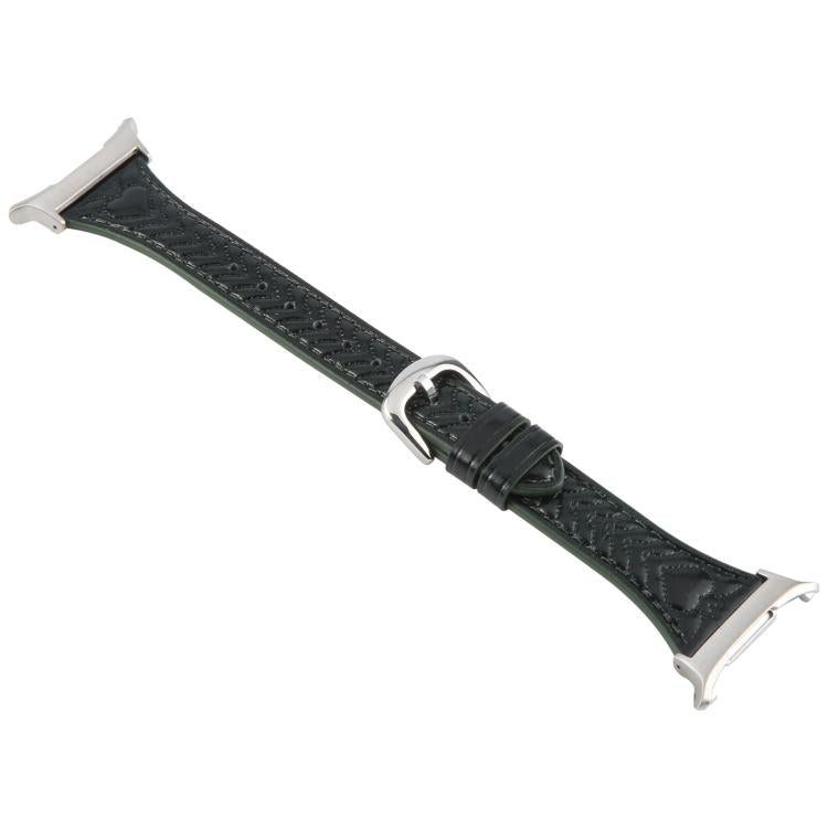 For Samsung Galaxy Watch Ultra 47mm Metal Connector Heart-Shaped Embossed Leather Watch Band(Forest Green) - Watch Bands by PMC TechLife | Online Shopping South Africa | PMC TechLife | Buy Now Pay Later Mobicred