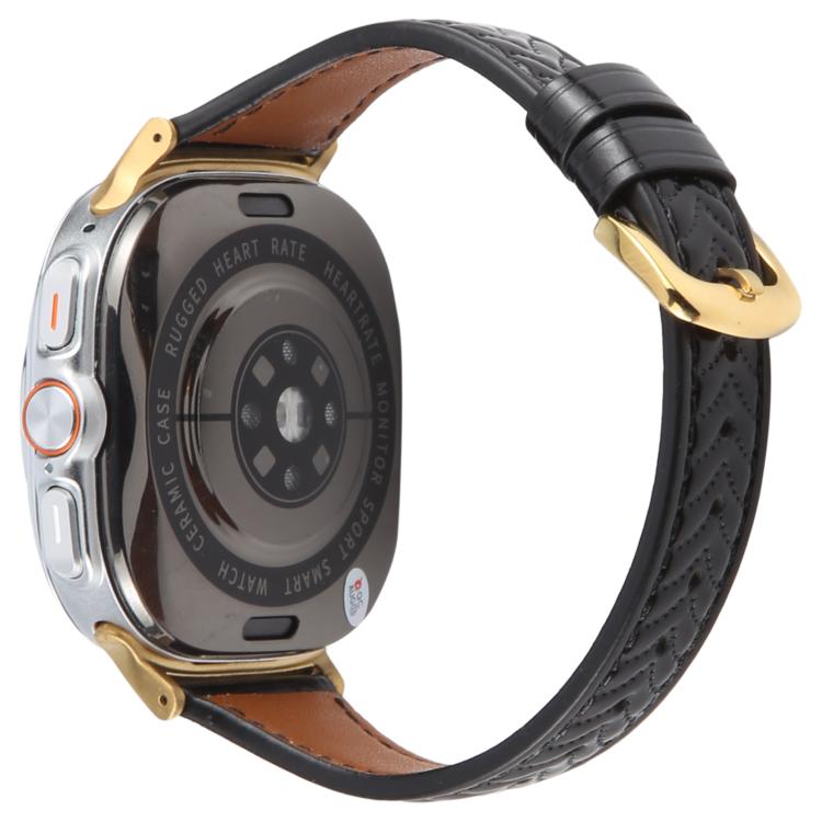 For Samsung Galaxy Watch Ultra 47mm / Ultra 2025 Metal Connector Heart-Shaped Embossed Leather Watch Band(Black) - free shipping - PMC TechLife - Order now!