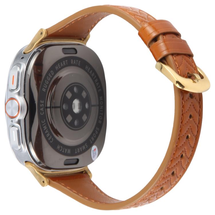 For Samsung Galaxy Watch Ultra 47mm Metal Connector Heart-Shaped Embossed Leather Watch Band(Brown) - Watch Bands by PMC TechLife | Online Shopping South Africa | PMC TechLife | Buy Now Pay Later Mobicred