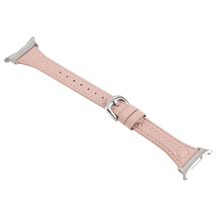For Samsung Galaxy Watch Ultra 47mm Metal Connector Heart-Shaped Embossed Leather Watch Band(Pink) - Watch Bands by PMC TechLife | Online Shopping South Africa | PMC TechLife | Buy Now Pay Later Mobicred