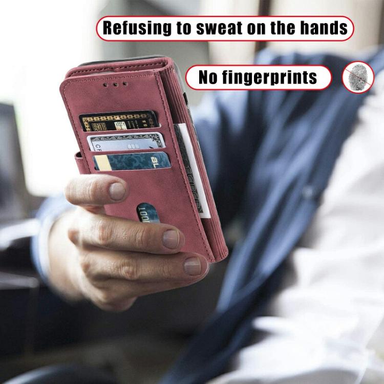 For iPhone 16e TTUDRCH Embossed Line Splicing Leather Phone Case(Wine Red) - iPhone 16e Cases by PMC TechLife | Online Shopping South Africa | PMC TechLife | Buy Now Pay Later Mobicred