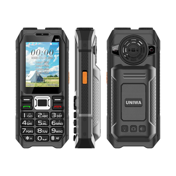 UNIWA M6000 Big Speaker Keypad Phone, 2.4 inch, Dual Flashlights, 21 Keys, SOS, FM, 4 SIM, GSM, Plug:EU Plug(Black) - free shipping - PMc TechLife - Order now!