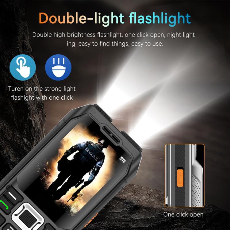 UNIWA M6000 Big Speaker Keypad Phone, 2.4 inch, Dual Flashlights, 21 Keys, SOS, FM, 4 SIM, GSM, Plug:AU Plug(Black) - free shipping - PMc TechLife - Order now!