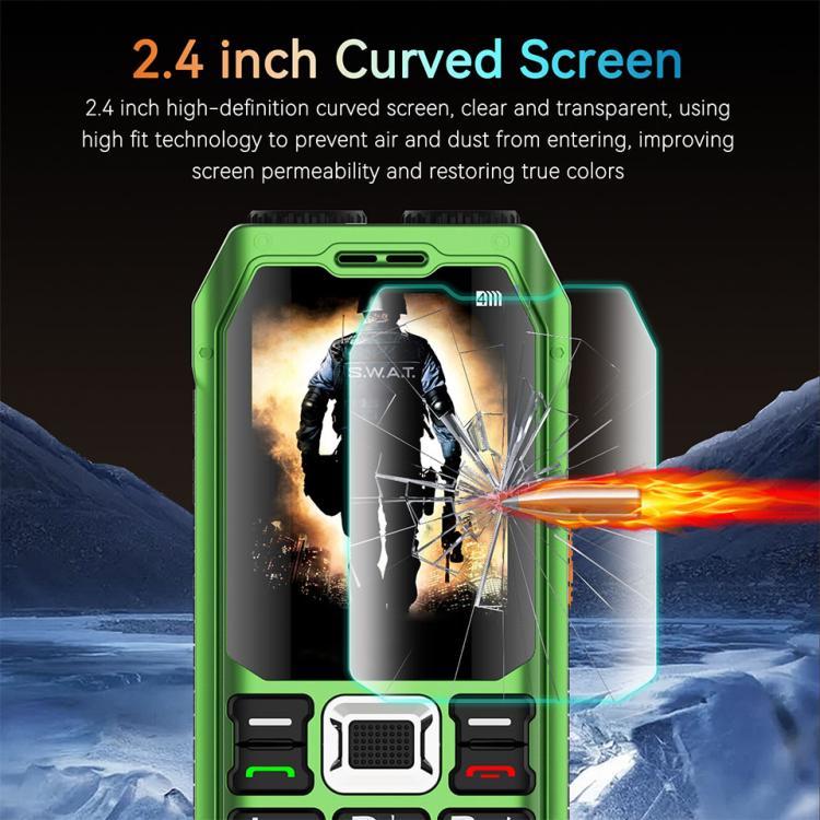 UNIWA M6000 Big Speaker Keypad Phone, 2.4 inch, Dual Flashlights, 21 Keys, SOS, FM, 4 SIM, GSM, Plug:UK Plug(Green) - free shipping - PMc TechLife - Order now!