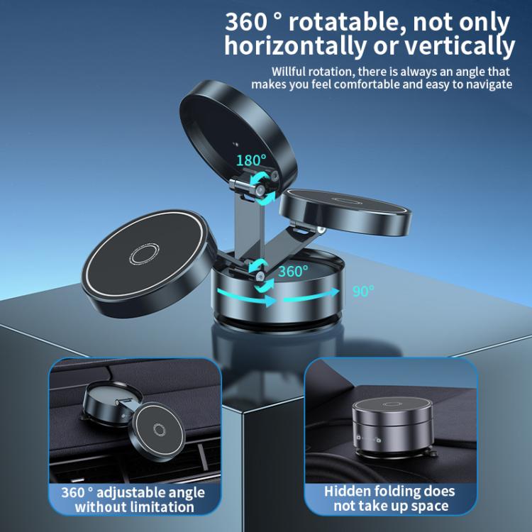 Q12 Foldable Vacuum MagSafe Magnetic Suction Cup Phone Holder(Black) - Universal Car Holders by PMc TechLife | Online Shopping South Africa | PMc TechLife | Buy Now Pay Later Mobicred