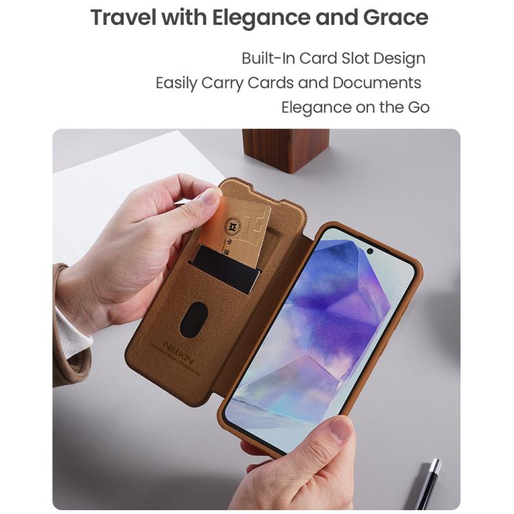 For Samsung Galaxy A56 5G NILLKIN QIN Series Pro Sliding Camera Cover Design Leather Phone Case(Black) - free shipping - PMc TechLife - Order now!
